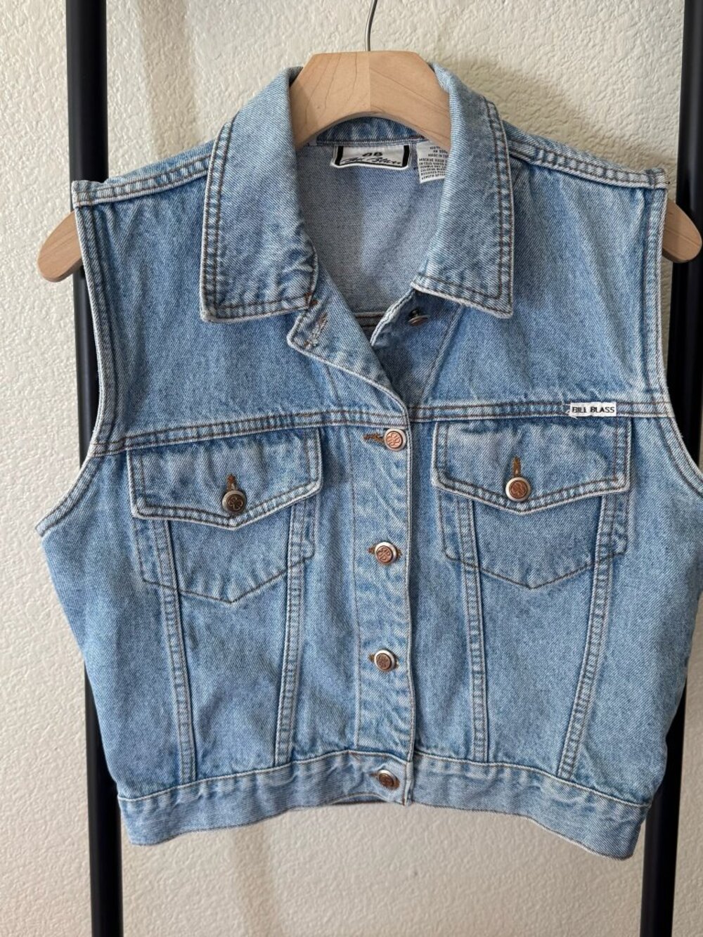 Vintage Bill Blass Light Wash Denim Vest Size Small